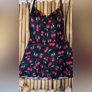 Swim suit AND match flip skirt cover up🍒
Bold & colorful,vintage cherry pattern.